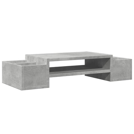 Vidaxxl support pour moniteur avec espace de rangement 70x27x15 cm bois béton gris
