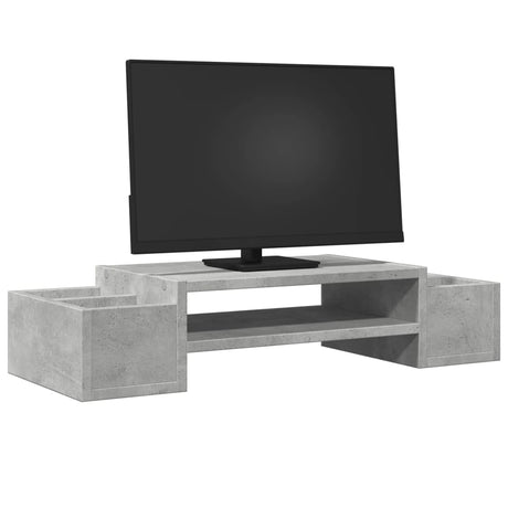Vidaxxl support pour moniteur avec espace de rangement 70x27x15 cm bois béton gris