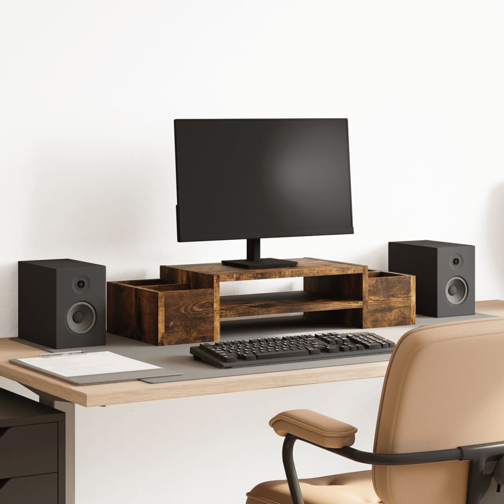 Vidaxx support pour moniteur espace de rangement 70x27x15 cm bois chêne fumé