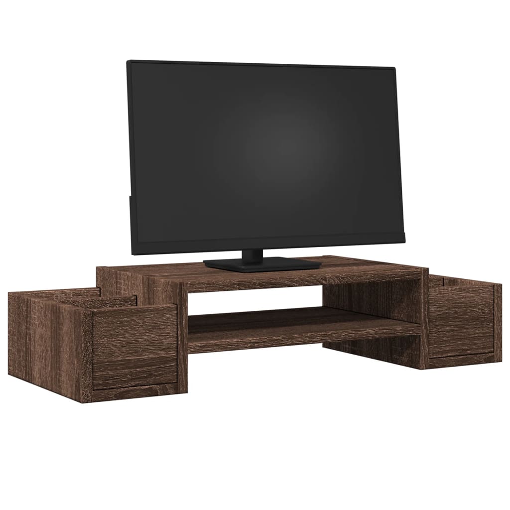 Vidaxxl support pour moniteur avec espace de rangement 70x27x15 cm bois chêne brun
