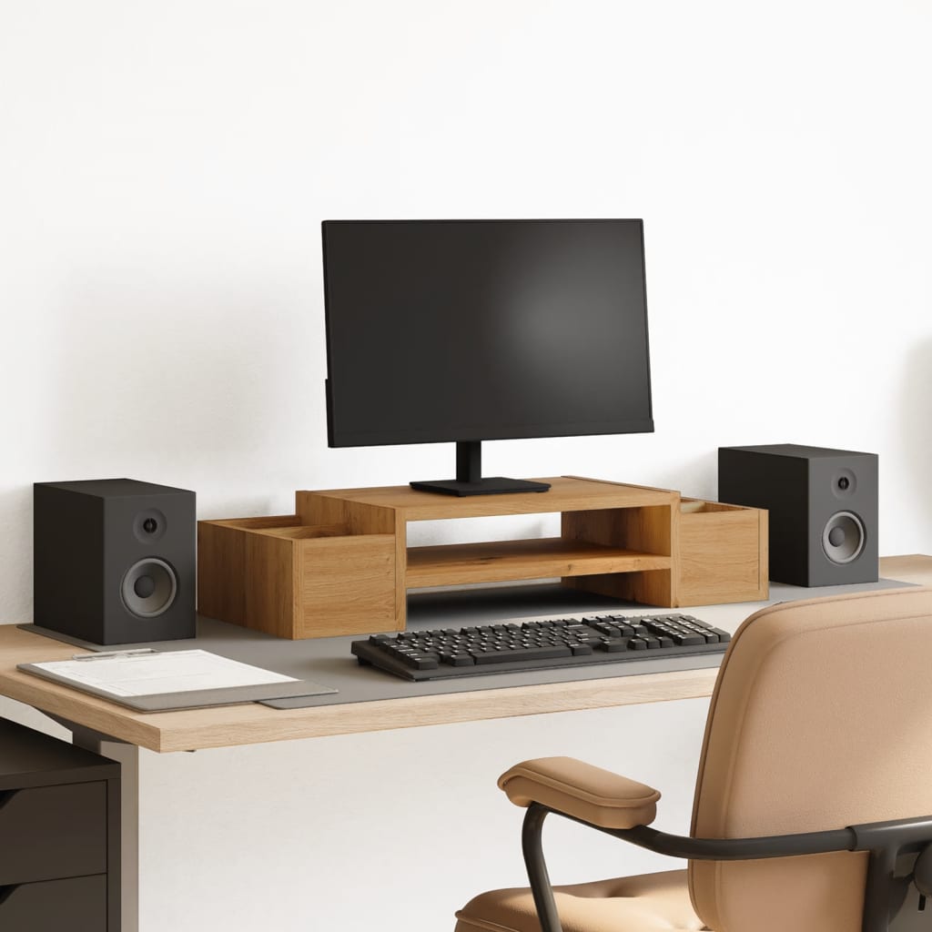 VidaXL support pour moniteur espace de rangement 70x27x15 cm bois chêne artisanal