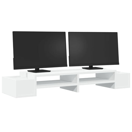 Vidaxxl support pour écran avec espace de rangement 100x27x15 cm bois d'ingénierie blanc