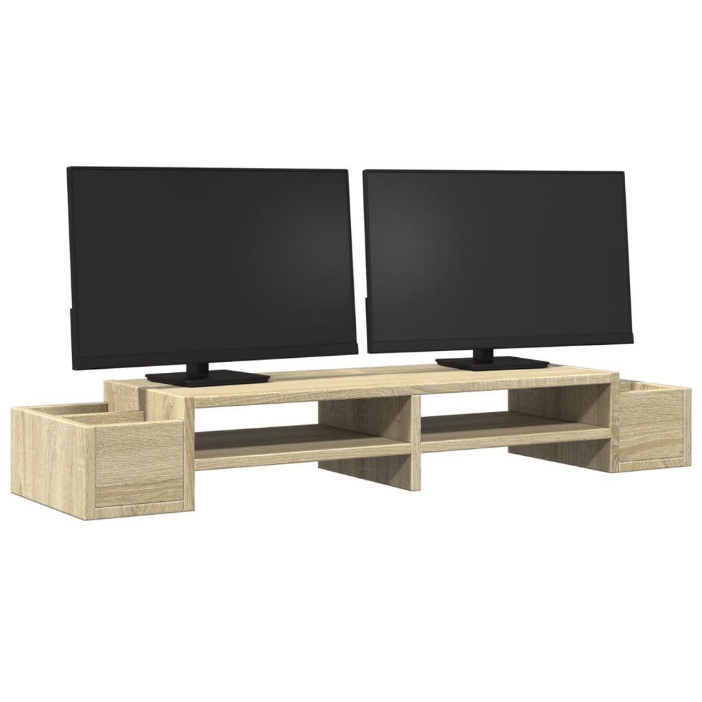 Vidaxxl support pour moniteur espace de rangement 100x27x15 cm bois chêne sonoma