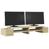 Vidaxxl support pour moniteur espace de rangement 100x27x15 cm bois chêne sonoma