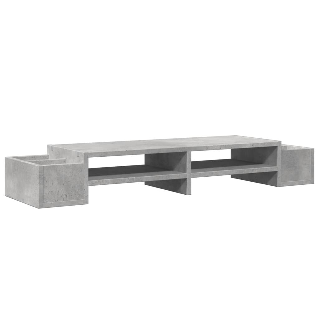 Vidaxxl support pour moniteur avec espace de rangement 100x27x15 cm bois béton gris
