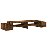 Soporte de monitor Vidaxl con almacenamiento 100x27x15 cm de roble ahumado de madera