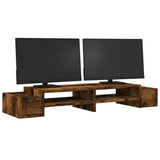 VidaXL support pour moniteur avec rangement 100x27x15 cm bois chêne fumé