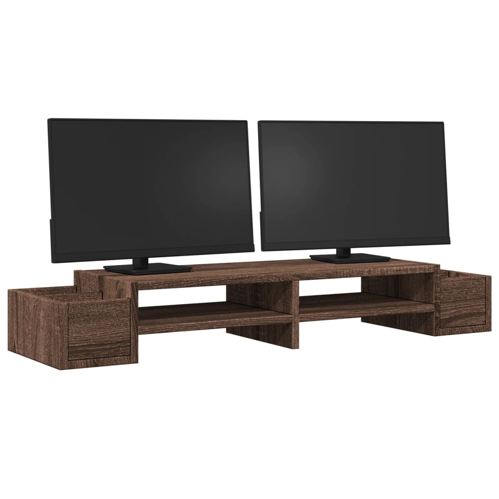 Vidaxxl support pour moniteur avec espace de rangement 100x27x15 cm bois chêne brun