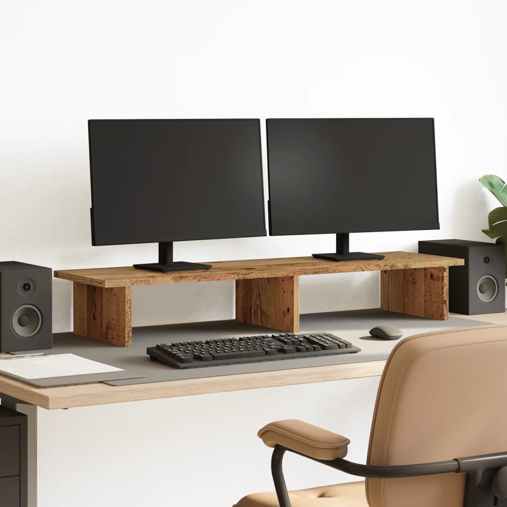 Vidaxxl support pour moniteur 100x27x15 cm bois traité, couleur bois ancien