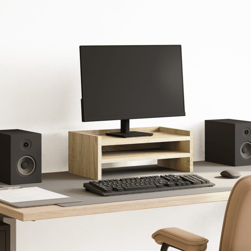Vidaxxl support pour moniteur 42x24x16 cm bois fini couleur chêne sonoma