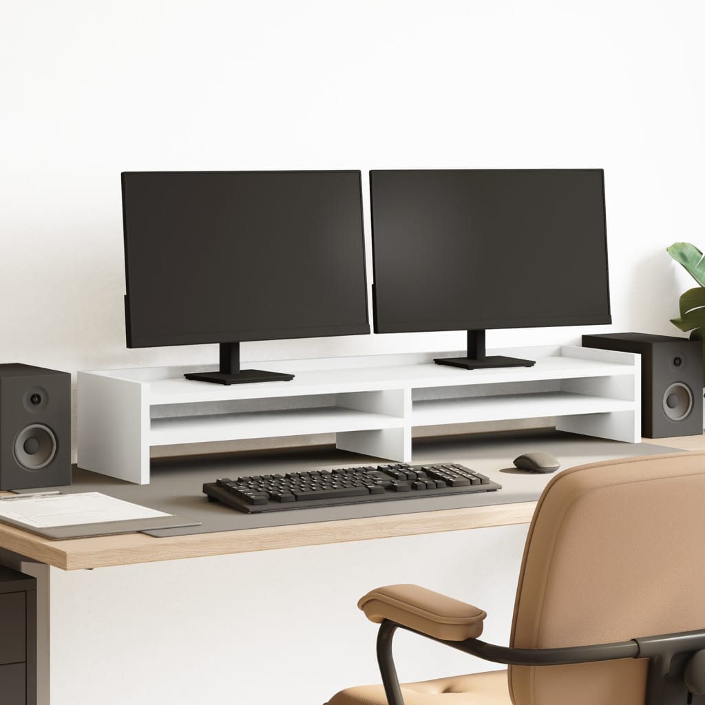 VidaXL support pour moniteur 100x24x16 cm bois d'ingénierie blanc