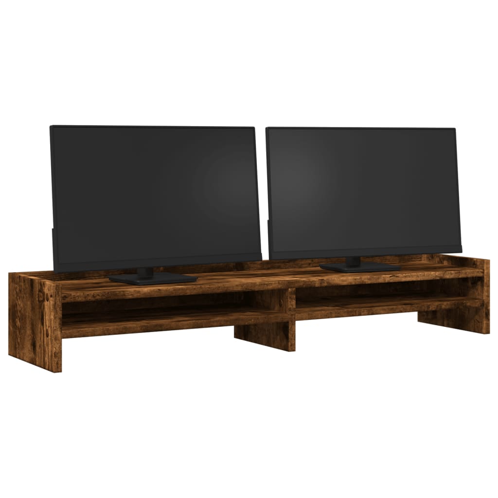 VidaXL support pour moniteur 100x24x16 cm bois traité, chêne fumé