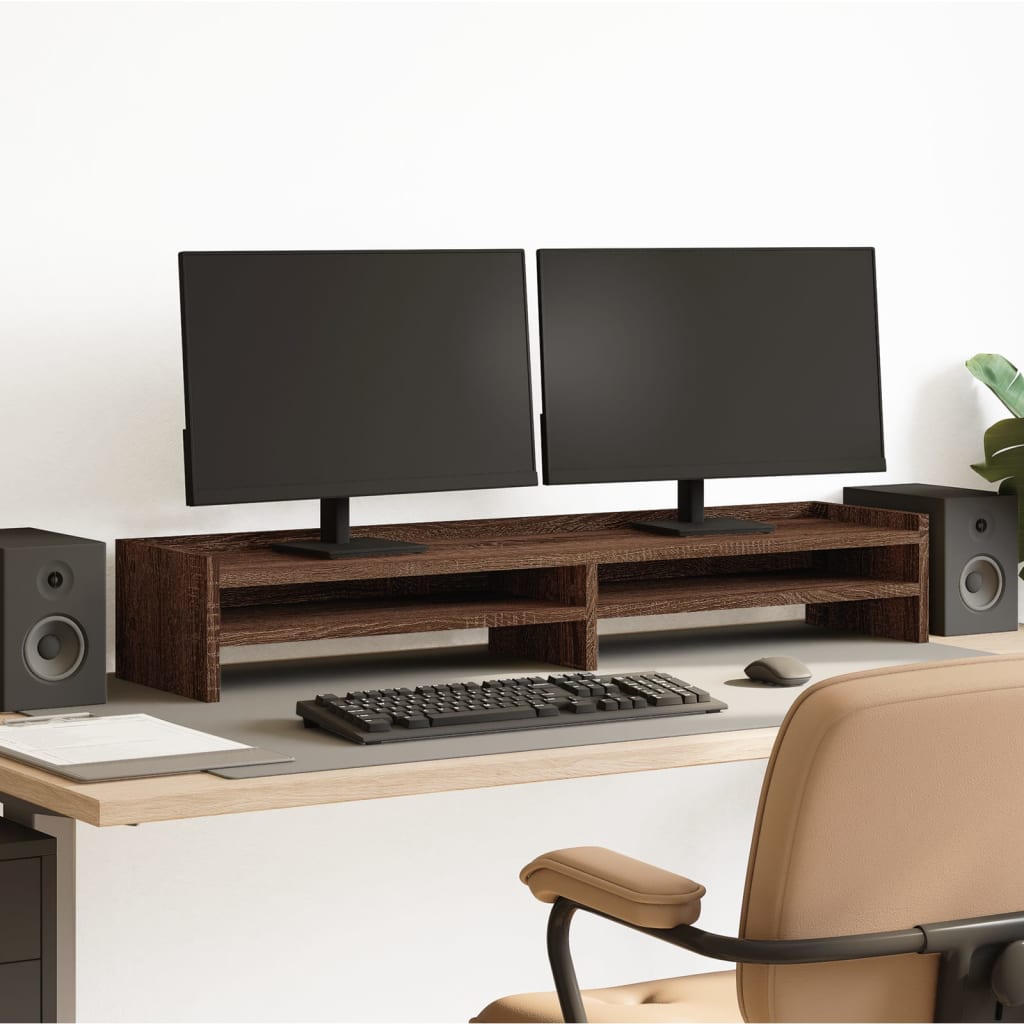 Vidaxxl support pour moniteur 100x24x16 cm bois fini, chêne brun