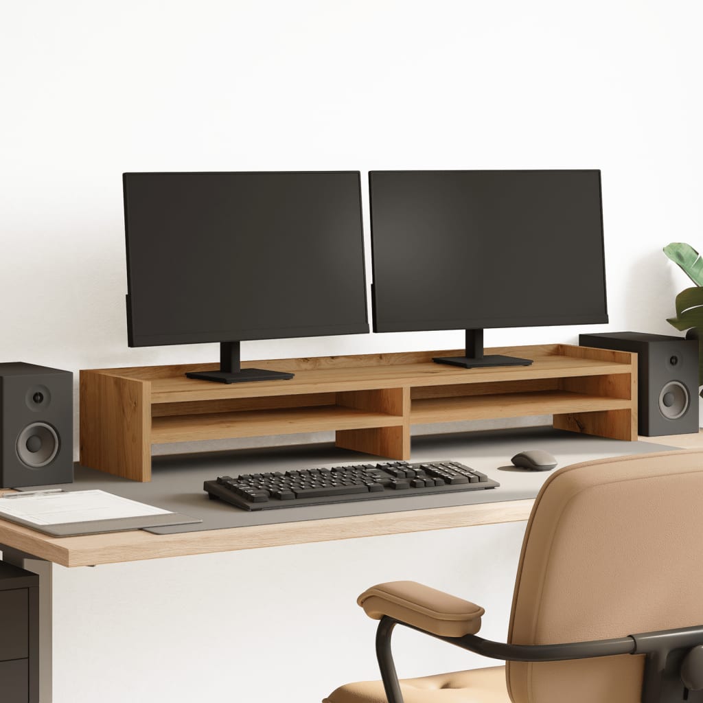 VidaXL support pour moniteur 100x24x16 cm bois travaillé, chêne artisanal