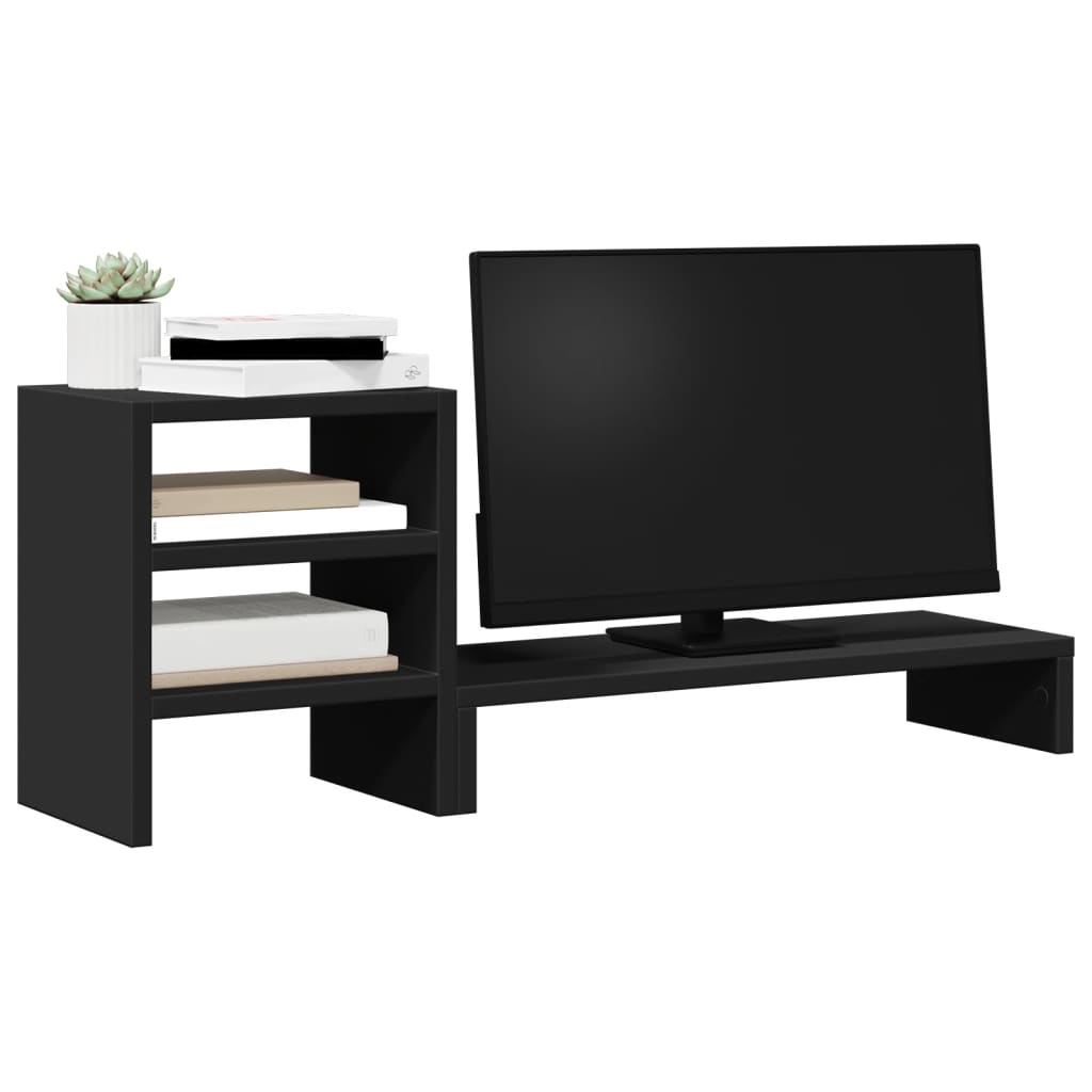 Vidaxxl support pour moniteur avec organisateur de bureau, bois fini, noir