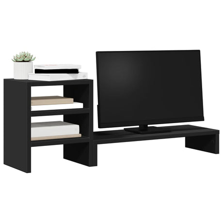 Vidaxxl support pour moniteur avec organisateur de bureau, bois fini, noir