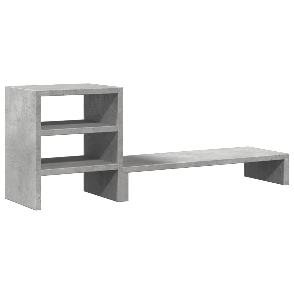 Vidaxxl support pour moniteur avec organisateur de bureau, bois fini, gris béton