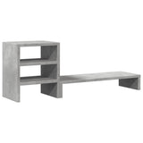 Vidaxxl support pour moniteur avec organisateur de bureau, bois fini, gris béton
