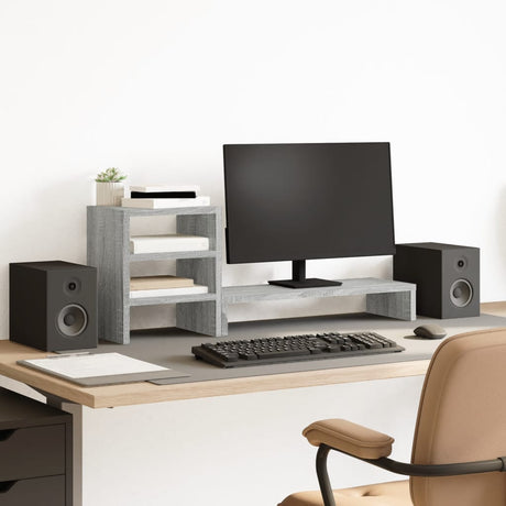 Vidaxxl support pour moniteur avec organisateur de bureau fini bois gris sonoma