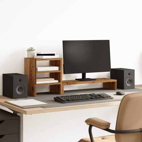 Vidaxxl support pour moniteur avec organisateur de bureau bois, couleur bois ancien