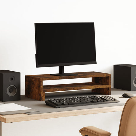 Vidaxxl support pour moniteur 54x22x15 cm bois traité, chêne fumé