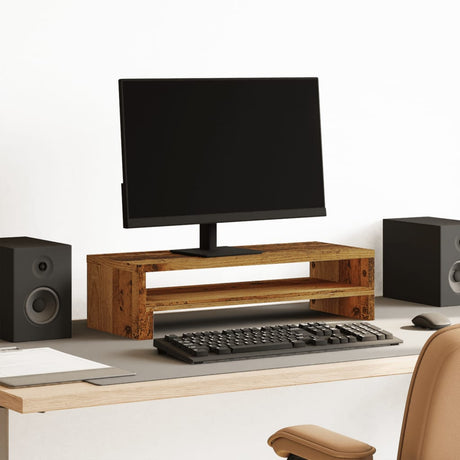 Vidaxxl support pour moniteur 54x22x15 cm bois fini, couleur bois ancien