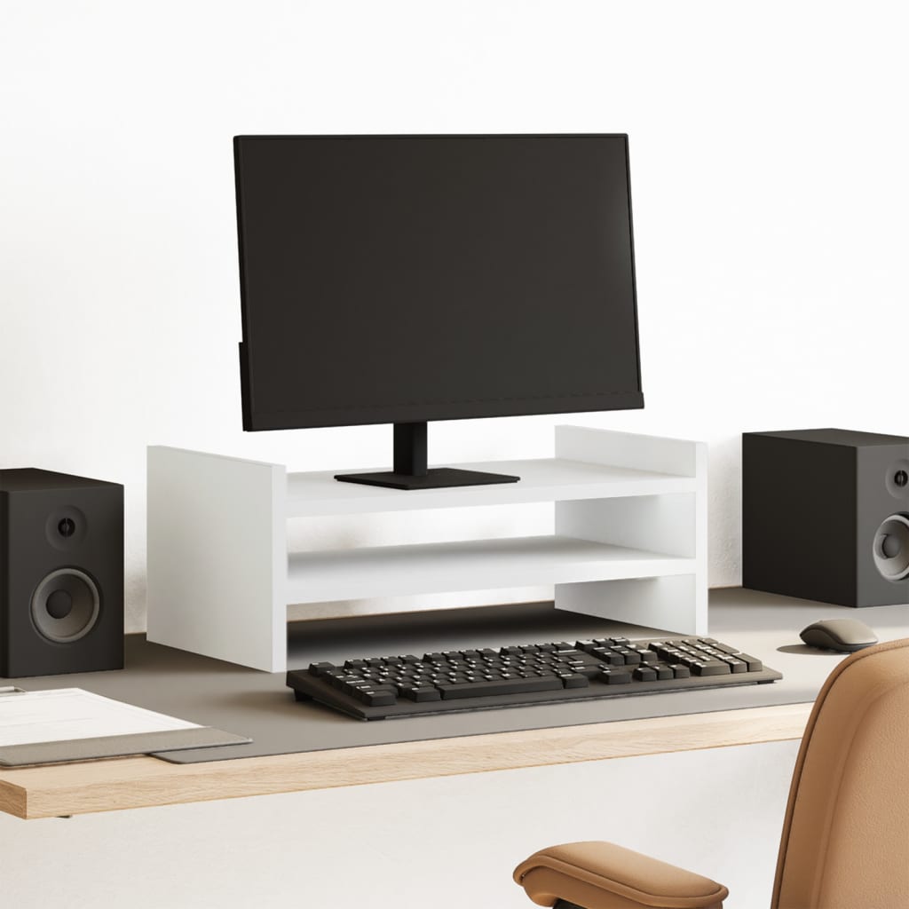 VidaXL support pour moniteur 50x27x20 cm bois d'ingénierie blanc