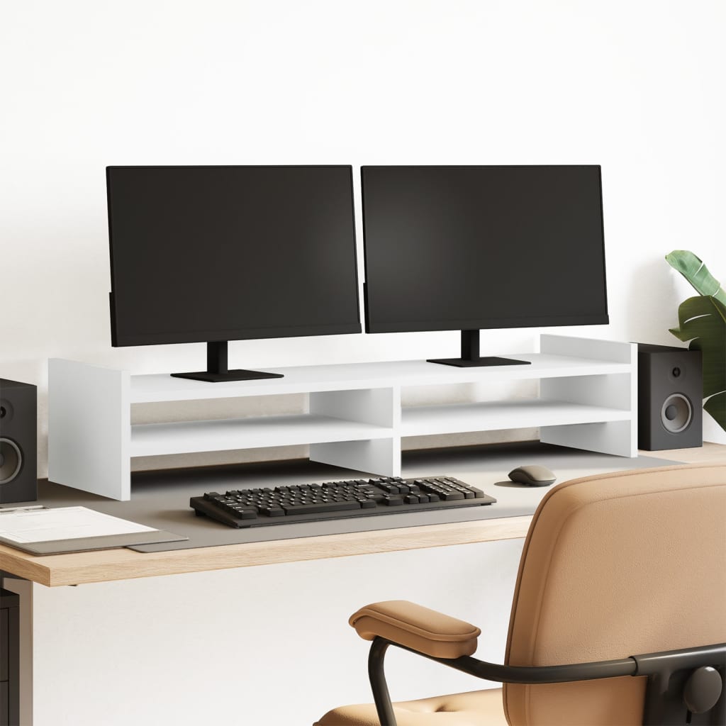 VidaXL support pour moniteur 100x27x20 cm bois d'ingénierie blanc