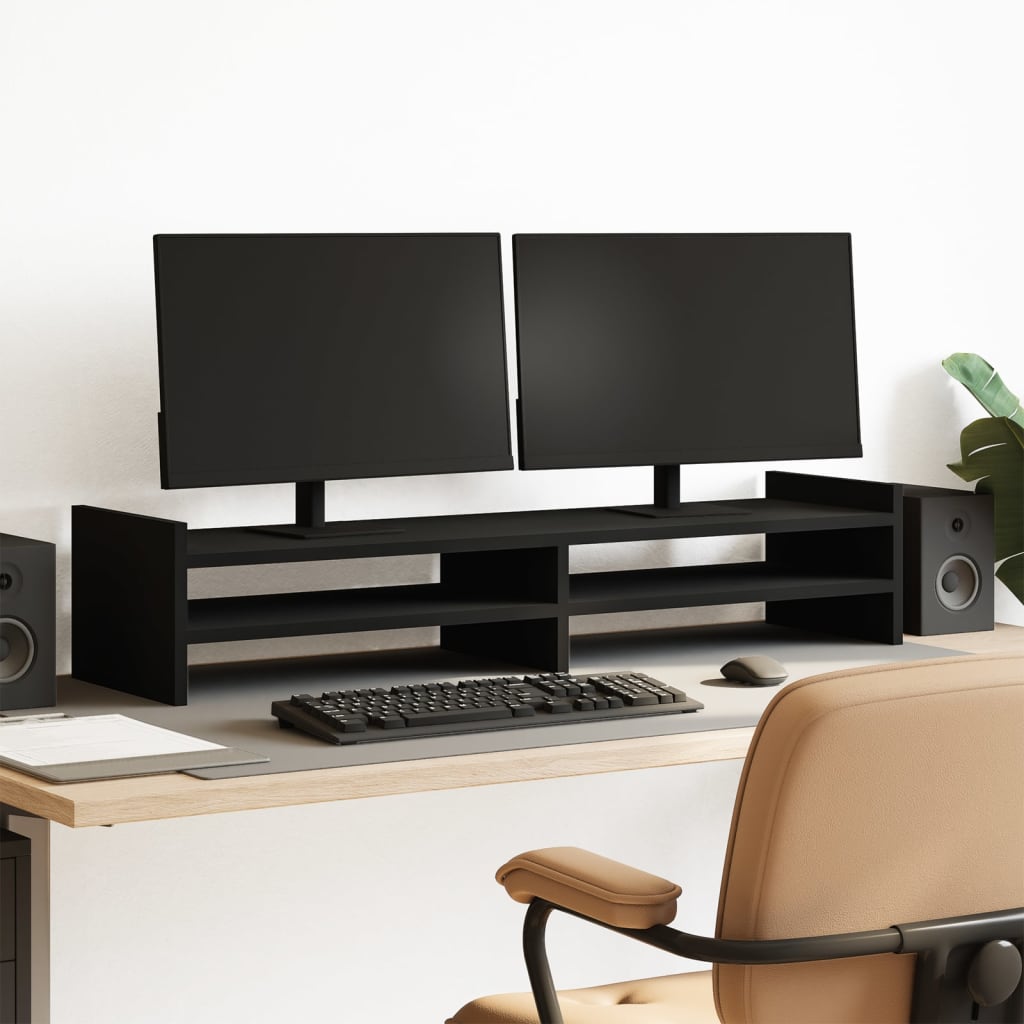 Vidaxxl support pour moniteur 100x27x20 cm bois traité noir