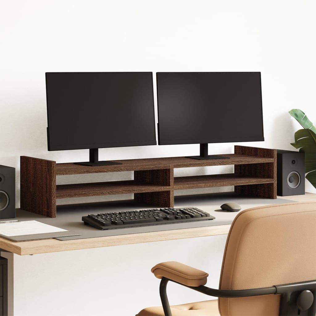 Vidaxxl support pour écran 100x27x20 cm bois d'ingénierie chêne brun