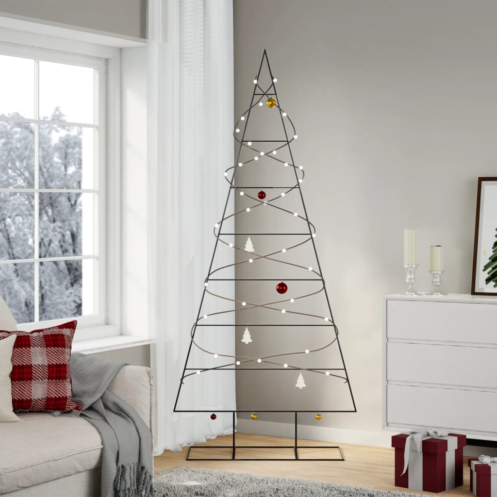 Vidaxl kerstdecoratie kerstboom 210 cm metaal zwart