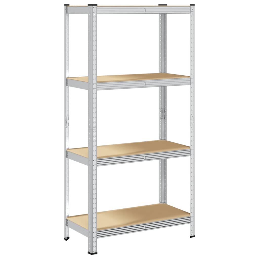Vidaxl étagère de rangement 4 couches d'acier et bois traité, couleur argent
