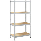Vidaxl étagère de rangement 4 couches d'acier et bois traité, couleur argent