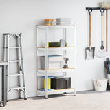 Vidaxl étagère de rangement 4 couches d'acier et bois traité, couleur argent