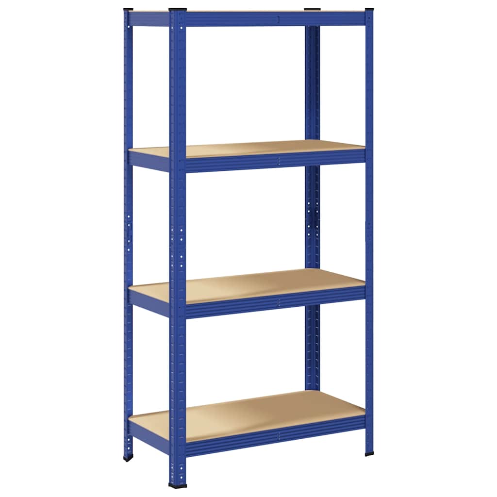 Vidaxl étagère de rangement 4 couches en acier et bois d'ingénierie bleu