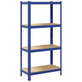 Vidaxl étagère de rangement 4 couches en acier et bois d'ingénierie bleu