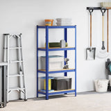 Vidaxl étagère de rangement 4 couches en acier et bois d'ingénierie bleu