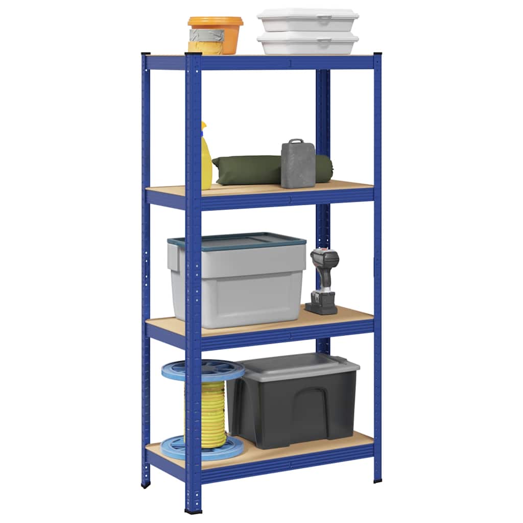 Vidaxl étagère de rangement 4 couches en acier et bois d'ingénierie bleu