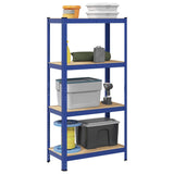 Vidaxl étagère de rangement 4 couches en acier et bois d'ingénierie bleu