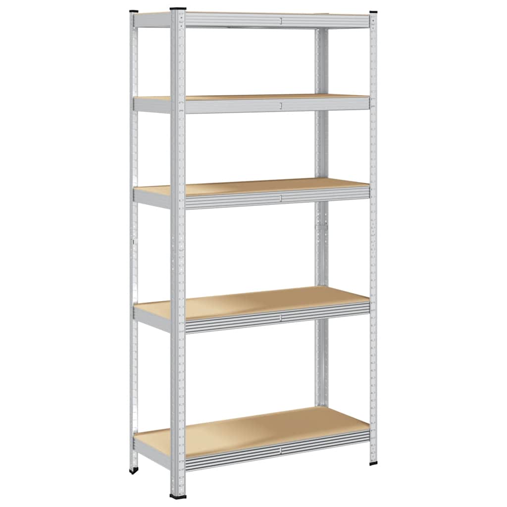 Vidaxl étagère de rangement 5 couches d'acier et bois traité, couleur argent