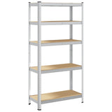 Vidaxl étagère de rangement 5 couches d'acier et bois traité, couleur argent