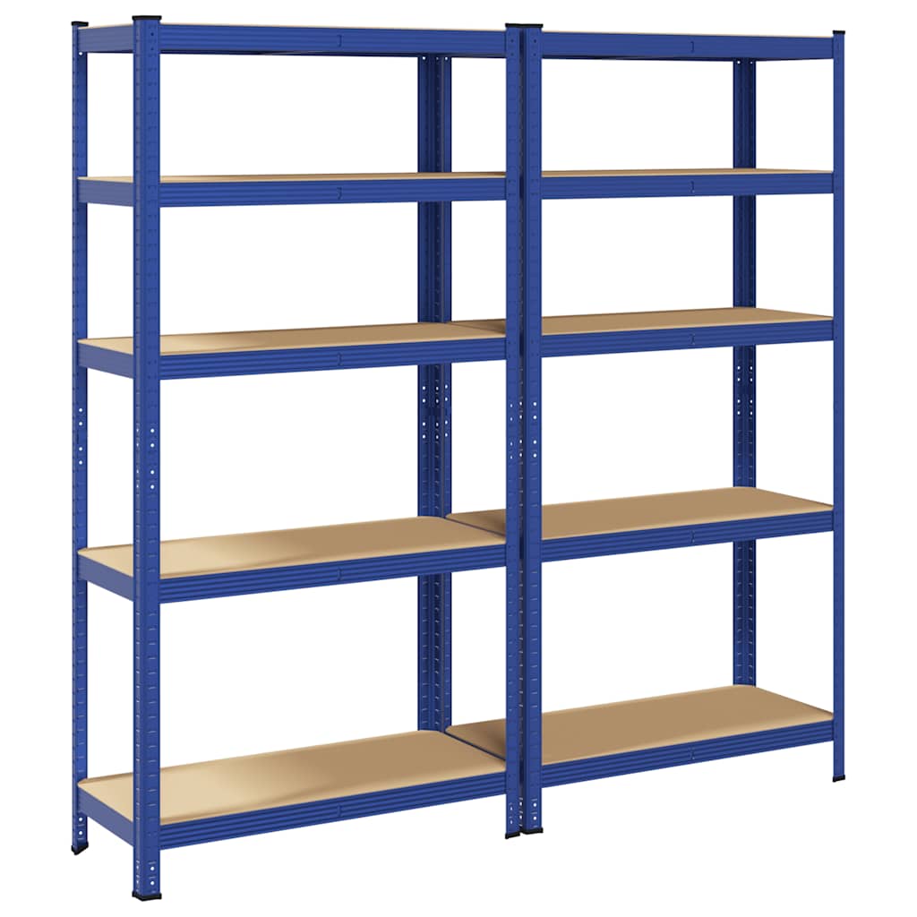 Vidaxl étagères de rangement 2 pcs 5 couches en acier et bois d'ingénierie bleu
