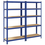 Vidaxl étagères de rangement 2 pcs 5 couches en acier et bois d'ingénierie bleu