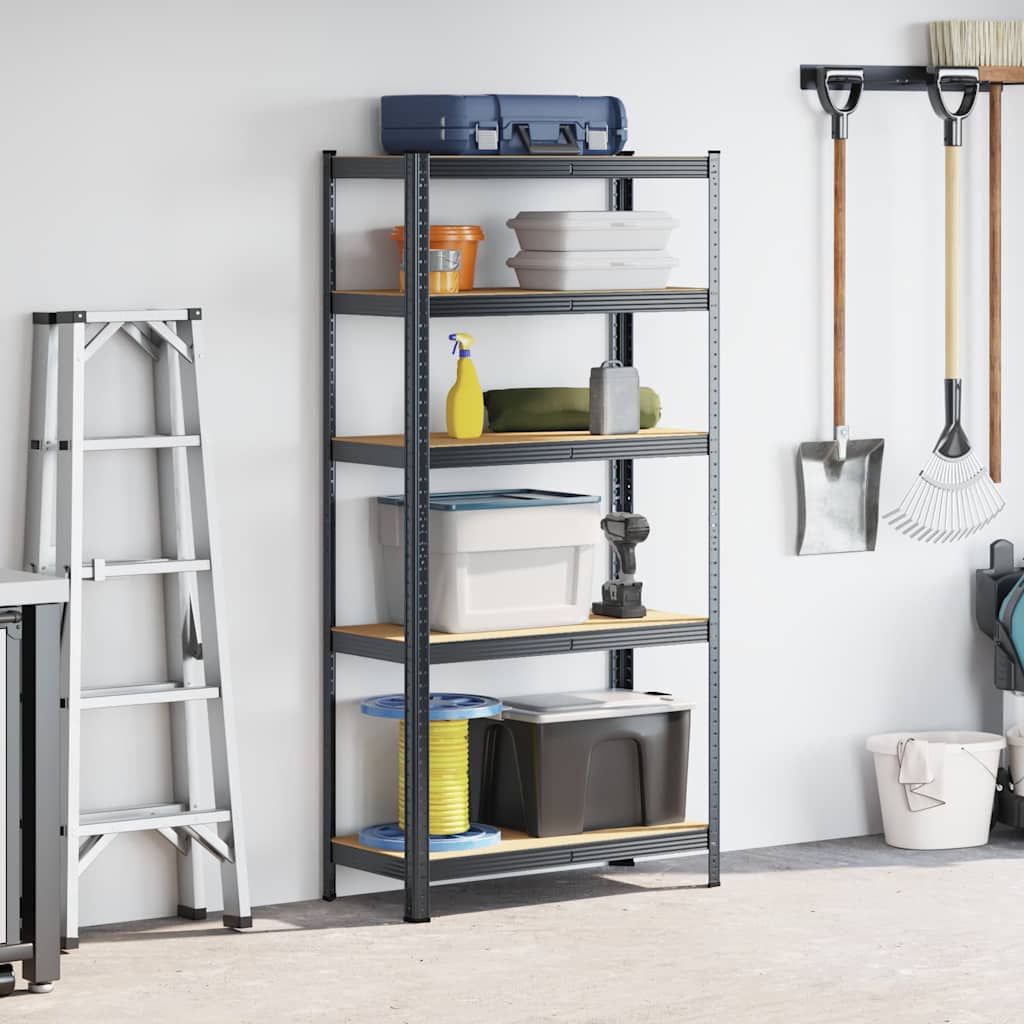 Vidaxl étagère de rangement acier 5 couches, bois traité, anthracite