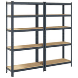 Vidaxl étagère de rangement 5 couches 2 pièces bois travaillé en acier couleur anthracite
