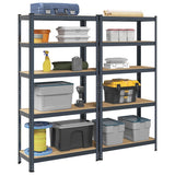Vidaxl étagère de rangement 5 couches 2 pièces bois travaillé en acier couleur anthracite