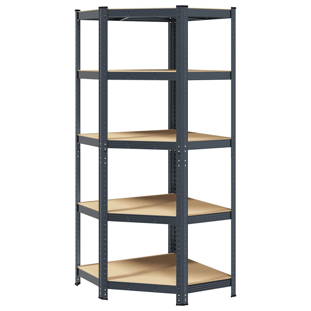 Vidaxl étagère d'angle 5 couches en acier et bois d'ingénierie, anthracite
