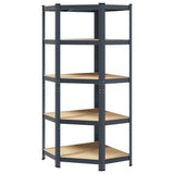 Vidaxl étagère d'angle 5 couches en acier et bois d'ingénierie, anthracite