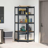 Vidaxl étagère d'angle 5 couches en acier et bois d'ingénierie, anthracite