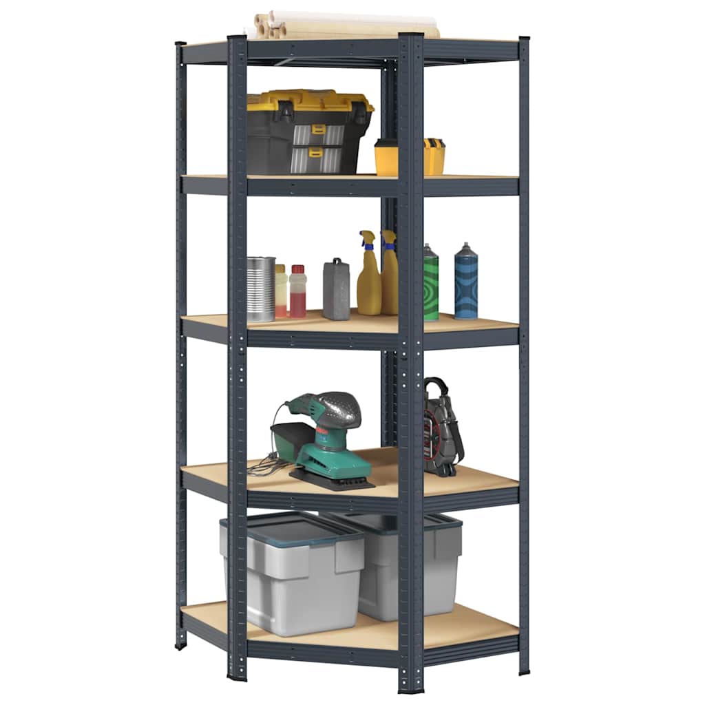 Vidaxl étagère d'angle 5 couches en acier et bois d'ingénierie, anthracite